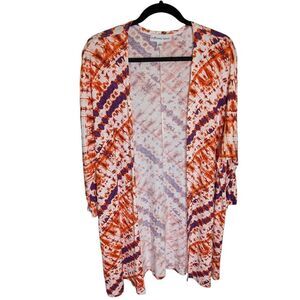 Palmetto Moon Kimono Cardigan Colorful Coverup Boho Open Front Size Large Clemso